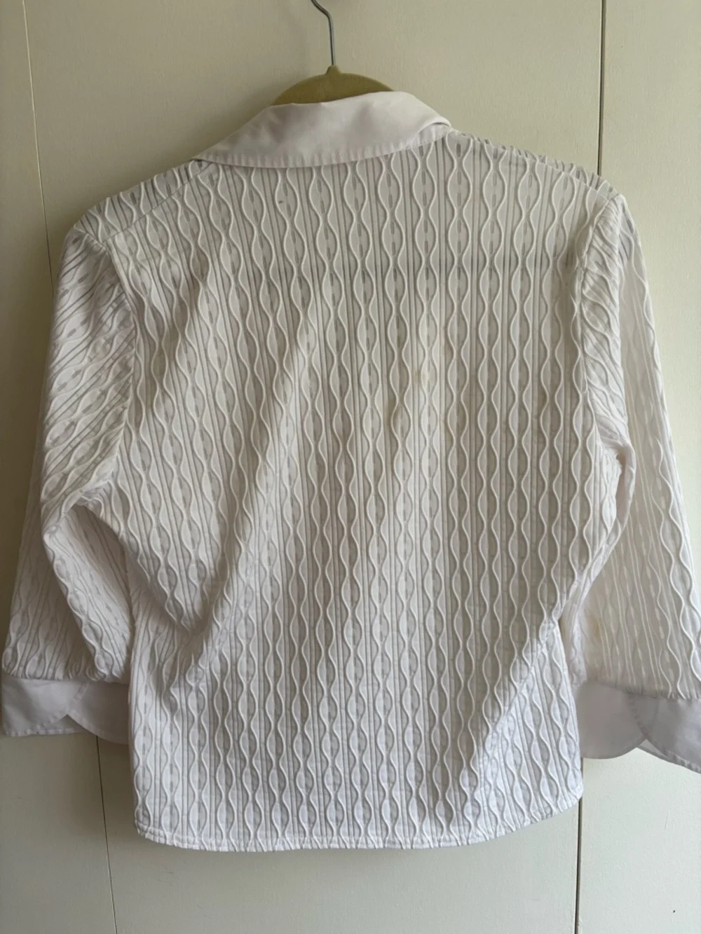 90s Marks & Spencer White Textured Button-Down Shirt - Picture 3 of 4